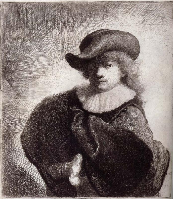  Self-Portrait in a Soft Hat and Embroidered Cloak